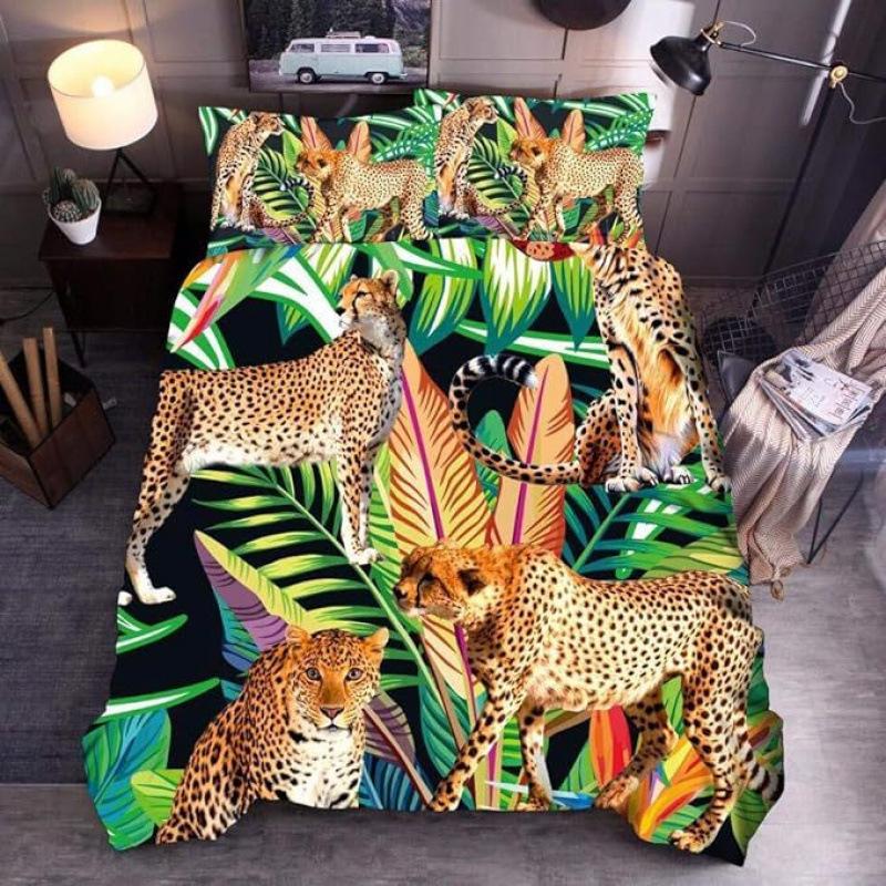 3D Digital Printed Home Textiles Tiger Quilt Sheet, Three-Piece Bedding Kit