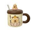 Ceramic Cup with Lid and Straw Water Cup Cute Kapibala Mug High Looking Girl's Home Coffee Cup