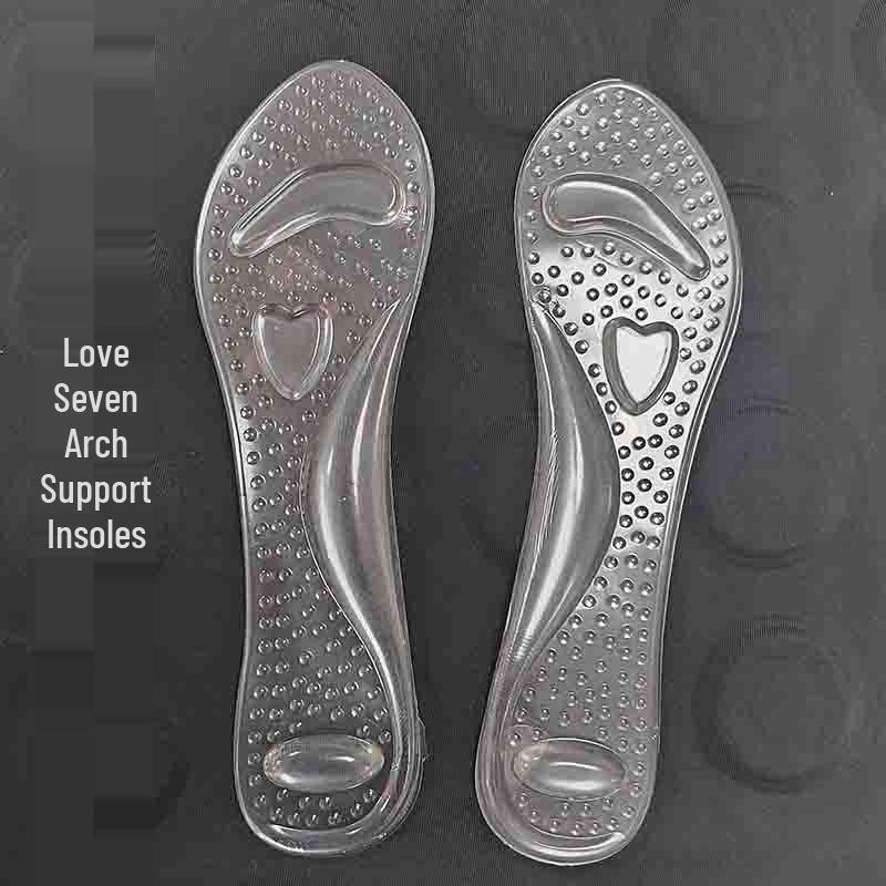 Clear Arch Support Gel Pads: Seven-Point Metatarsal Shock Absorption Insoles for High Heels and Flat Feet