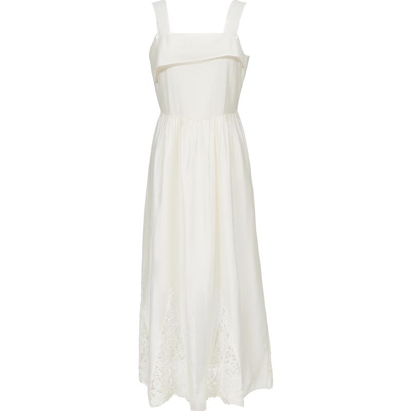 Veromoda Women's 2026 Summer A-Line Pleated Lace Camisole Midi Dress