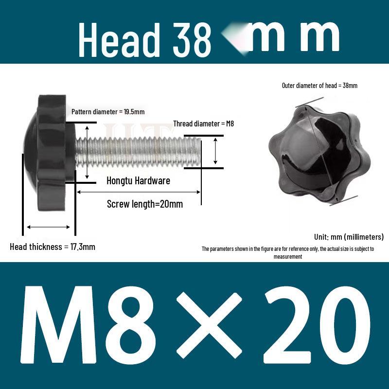 32-Head Rubber Six-Star Plum Blossom Handle Knob M5/M6/M8 Plastic Thumb Screw