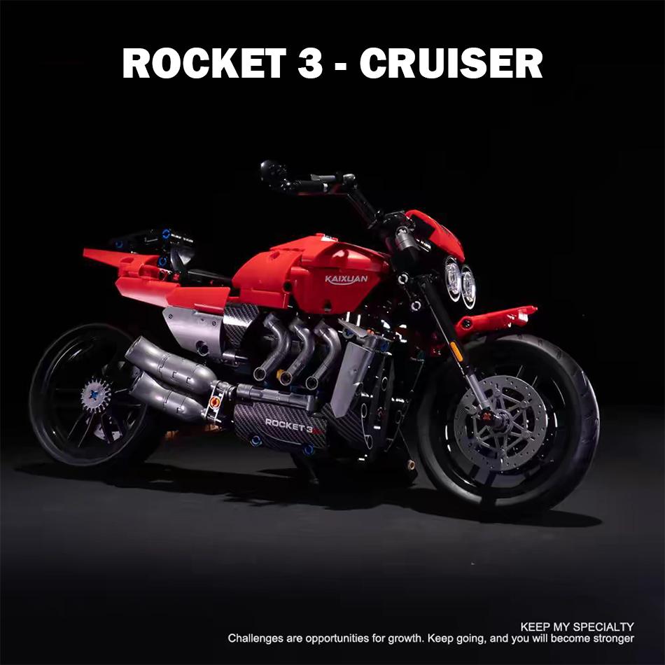 Bai Fen Bai Dolls And Toys Unisex Kids 578Pcs Moc Technical Rocket 3 R Gt Motorcycle Cruiser Model Building Block Bricks City Racer Superbike Garage Toy For Kids Gifts