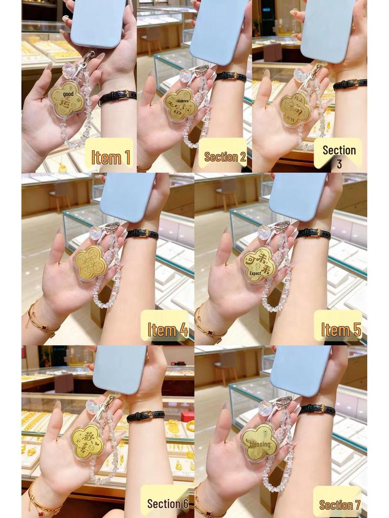 999 Pure Gold Lucky Crystal Keychain Pendant for Bags, Phones, Cars, and Gifts