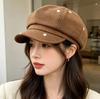 Polka dot cloud beret female spring and autumn big head circumference retro versatile painter hat showing face small newsboy octagonal hat
