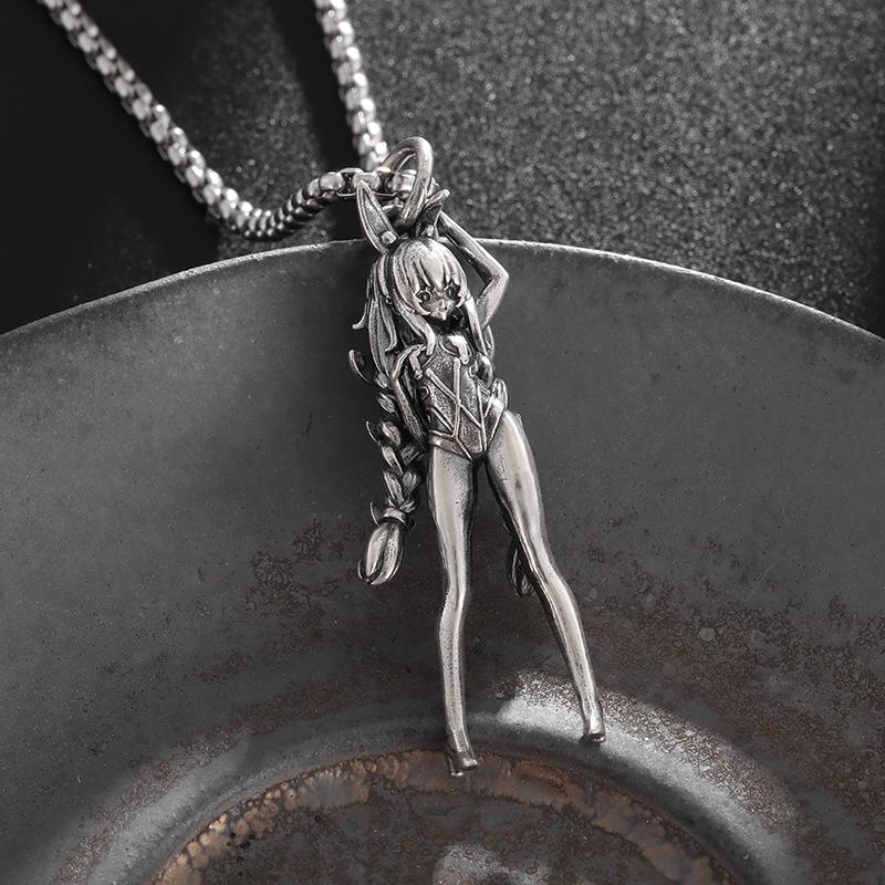 Sexy Cute Twin Ponytail Girl Pendant Cartoon Cute Anime Character Necklace Men Women Cosplay Jewelry Gifts