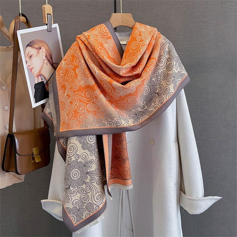 Winter Women Print Imitation Cashmere Scarves Autumn and Winter Female Thick Fashion Warm Soft Wild Scarf Shawl Poncho Stoles