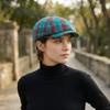 Comfortable Flat Peaked Cap Print Plaid Octagonal Beret Unisex Painter Beret Hat  Spring Season