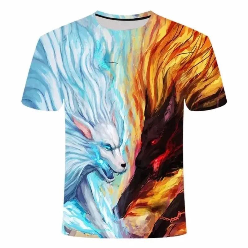 2025 Wolf T Shirt For Mens Animal Print Short Sleeve Top 3D Casual Street Man's T-shirt Oversized Tee Shirt Men Vintage Clothing