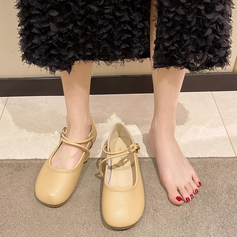 Fashion Round Toe Summer Shoes Ladies White Sneakers Elegant Shallow Mouth Female Footwear Soft 2024 Grandma Dress New Casual Flat Buckl