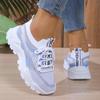 Tênis Tricotados Femininos da Moda Mistura de Cores Malha Respirável Plataforma Sapatos de Corrida Mulher Leve Antiderrapante Casual Sapatos Esportivos