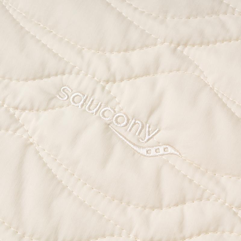 Saucony Solid Color Stand Collar Drop Shoulder Thick Cotton Jacket Women Jackets Light-Beige SC1249062B-WT09