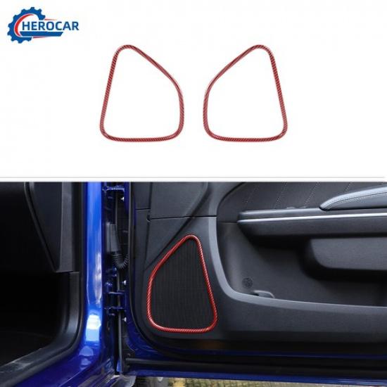 Red Carbon Fiber Front Door Speaker Stereo Cover Trim  for Dodge Charger/300C