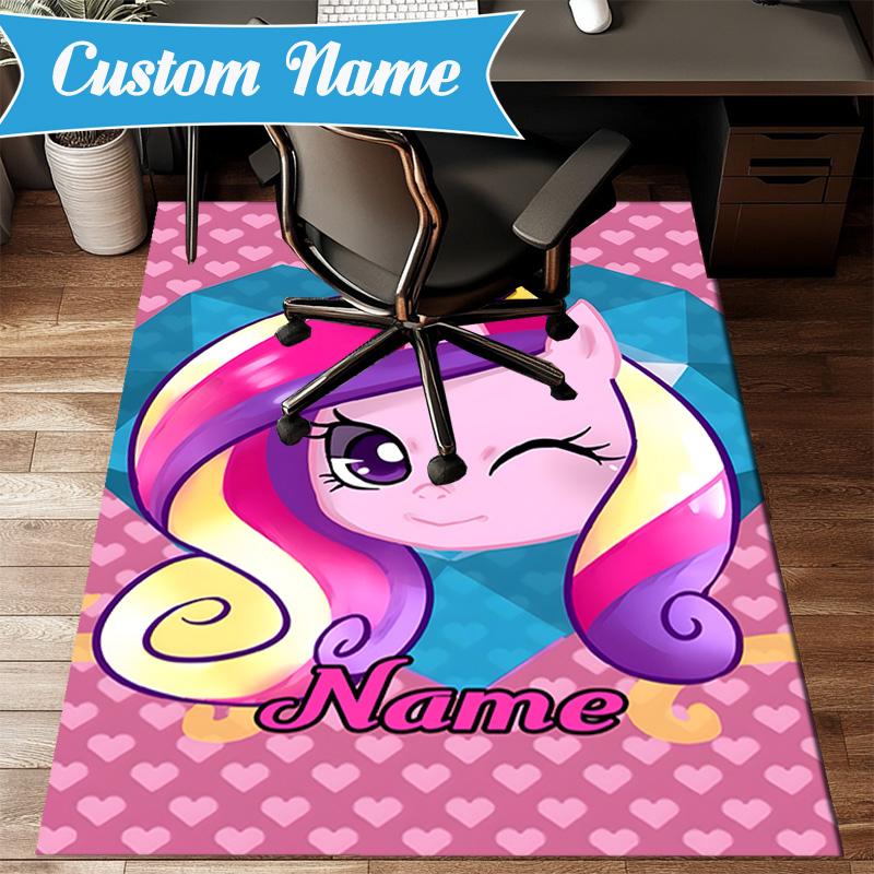 Custom Name Unicorn Fantasy World Rug for Living Room, Game Rooms, Office, Bedroom, Floor Mat Playful Design, fan gifts Christmas decor