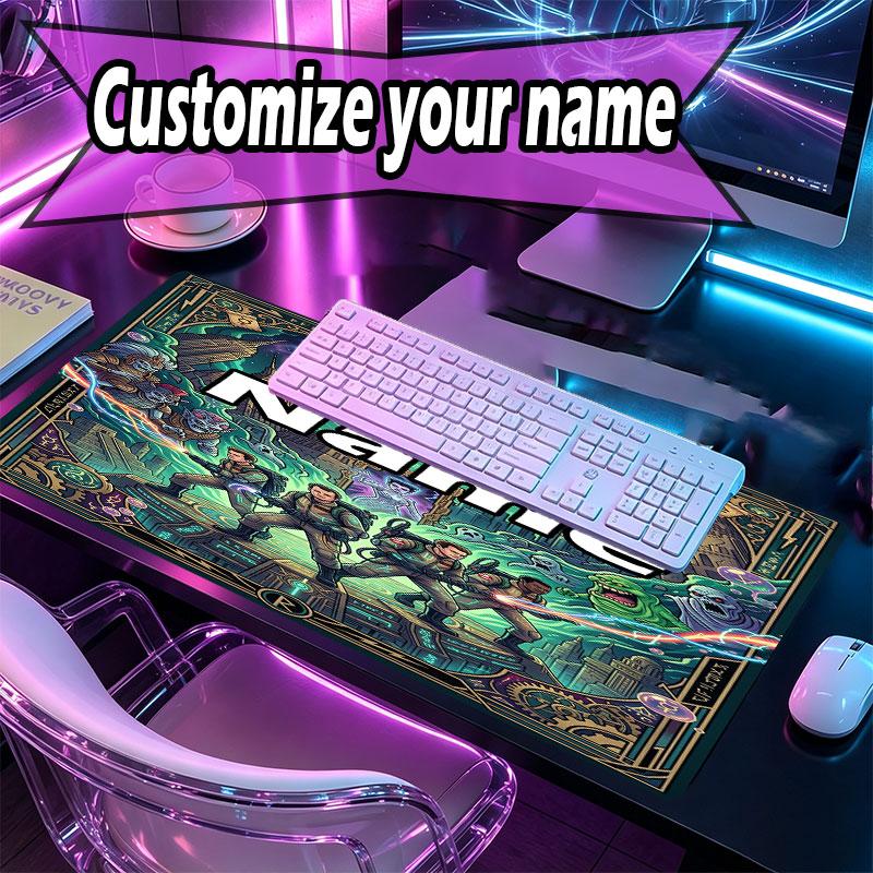 Custom Name Personalized Ghostbusters Pattern Mousepad, Laptop PC Desk Mat, Decorative Desk Mat for Home Keyboard Pad Gift