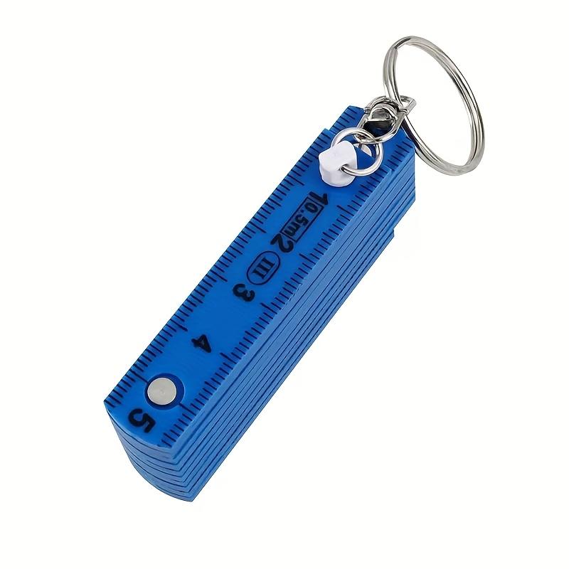 1pc Multifunctional ABS Plastic Folding Ruler, 50cm/19.69in, 10-Fold with Keychain, Compact and Portable, Multi-Purpose Folding Ruler Drawing Tool