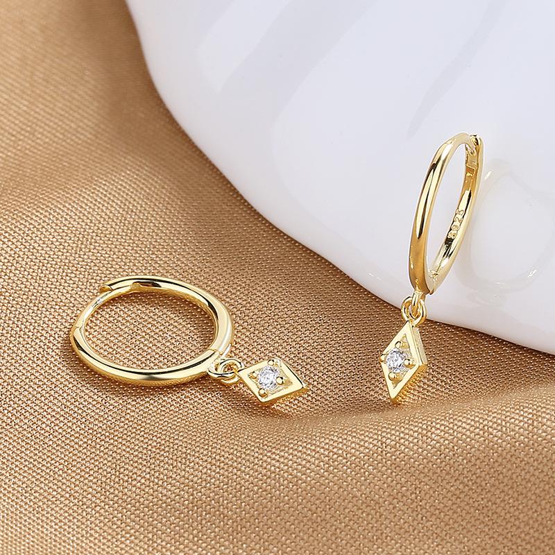 

Eyes Plated With 18K Gold Earrings, Creative Style Fashion Simple Rhombus Women S Ear Buckle Ear Jewelry