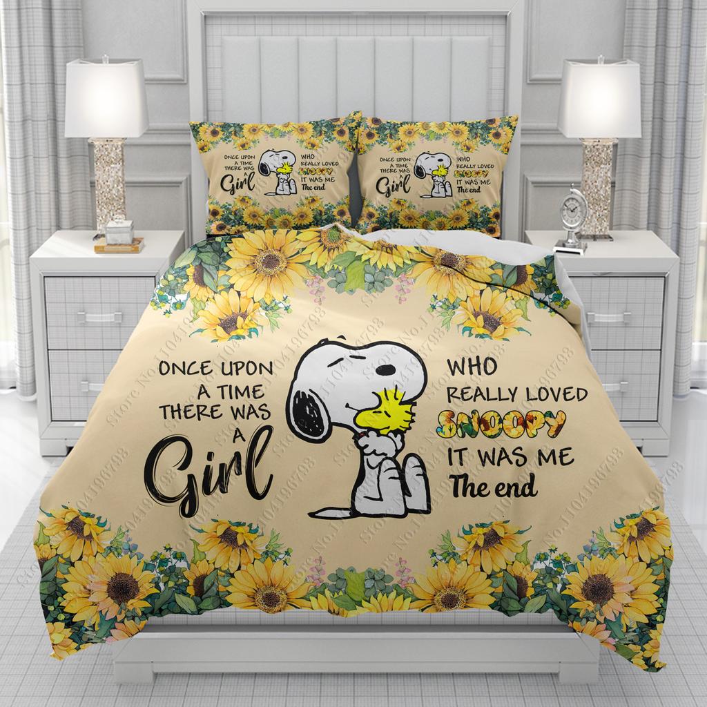 Snoopy 3D Duvet Cover Men women/Children KID Printing Disney Cartoon Bedding Set  Comforter Bed Soft