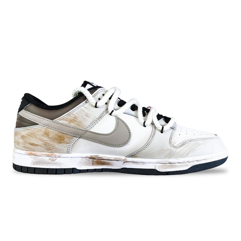 Nike Dunk Low Maris Sal Bubbles, All In Line Abrasion Resistant Low Top Skateboard Shoes Unisex Gray Brown HF5441-100(Team528-)