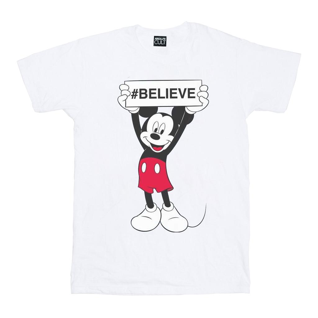 Disney Womens/Ladies Mickey MouseBelieve Cotton Boyfriend T-Shirt
