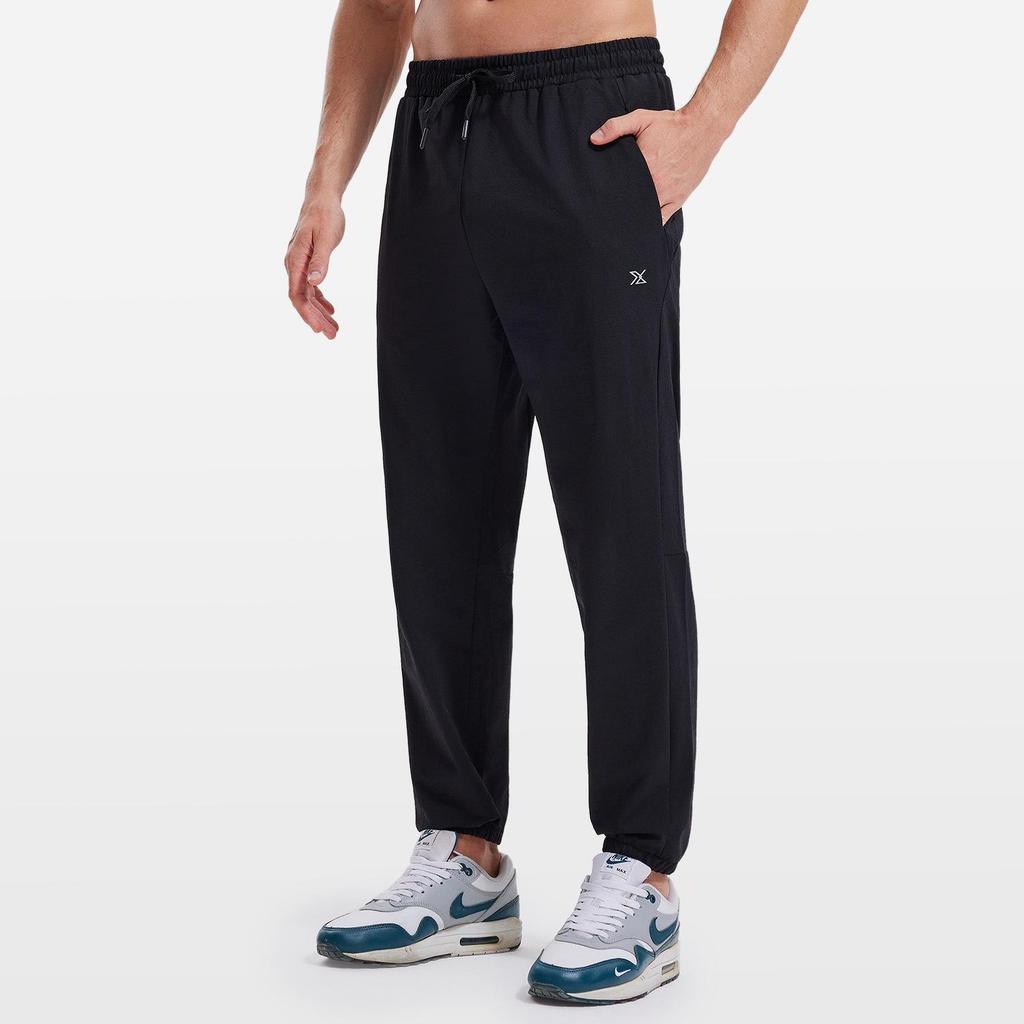 Unisex Quick-Dry Breathable Running Pants with Double Side Pockets and Elastic Drawstring