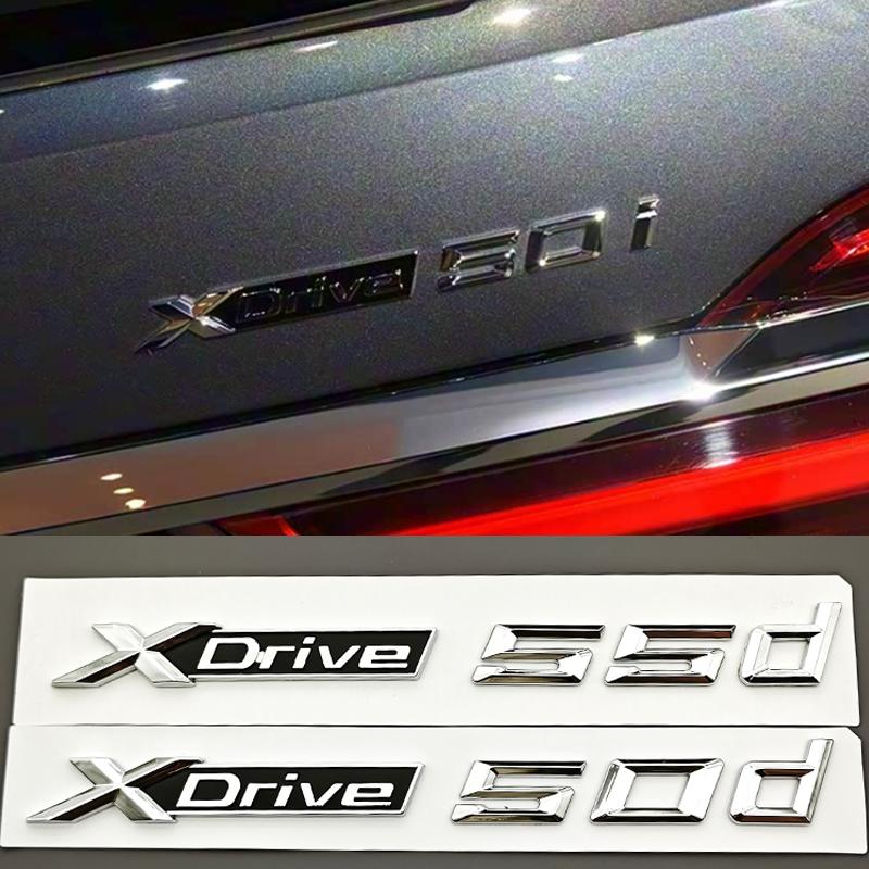 Pro BMW X5 X7 XDrive 50d 55d Zadní Vnější Doplňky Logo XDrive 50d 55d Znak ABS Chrom Černý Zadní Kufr Znak Nálepka