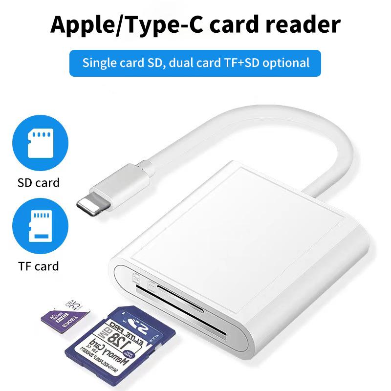 Adaptor 3in1 Otg pentru iluminare tip C la cititor de carduri USB Tf Sd pentru Macbook Apple Iphone Huawei Xiaomi Camera foto Convertor de date