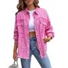 Holes Raw-edges Denim Jacket Women Spring Autumn Shirt Style Jeancoat Casual Top Rose-Red Orange Purple Outerwear Lady Coat