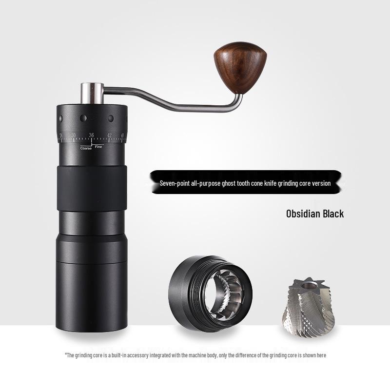 Stainless Steel Manual Coffee Grinder with External Adjustment and Seven-Star Ghost Teeth for Pour-Over Brewing