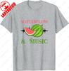 Melons and Music Watermelon Summer Fruits TShirt Classic Letter Print Tee Unisex Summer Cotton Casual New Arrival Breathable Tops
