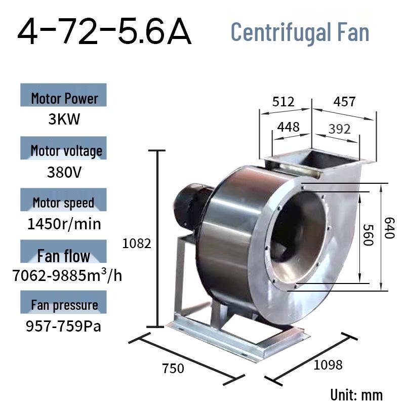 304 Stainless Steel Industrial Induced Draft Fan - Corrosion and High Temperature Resistant for Waste Gas and Paint Booth Ventilation.