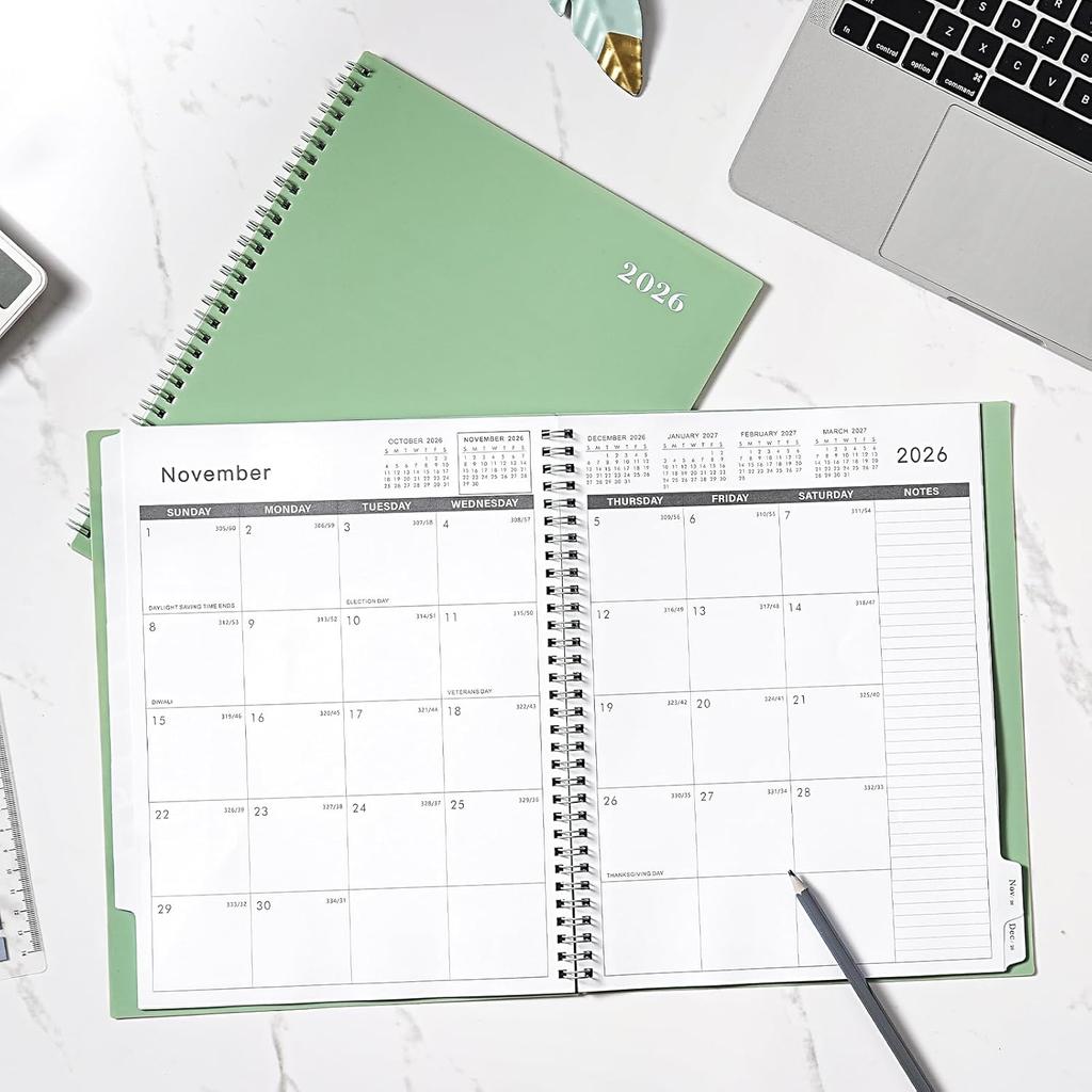 2026 Monthly Planner - 2026 Planner/Calendar, Jan 2026 - DEC 2026, 9" x 11", Thick Paper, Twin-Wire Binding, Monthly Planner with Tabs & Pocket &