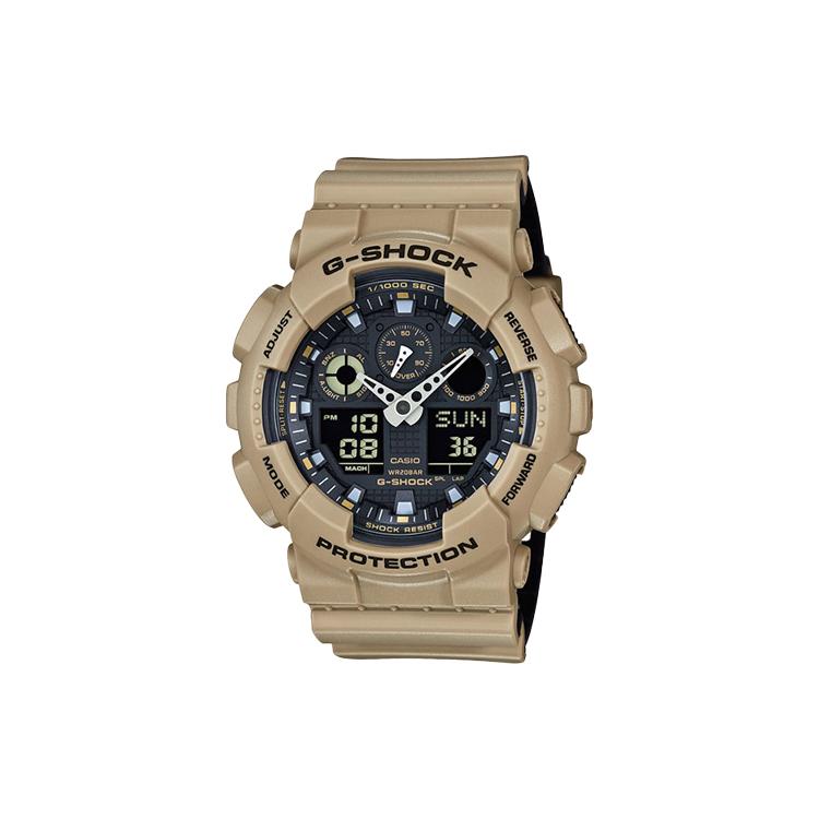 CASIO Men Liquid Crystal/Analog Dual Display Series Black Watch GA-100L-8A GA-100L-8A Beige Strap