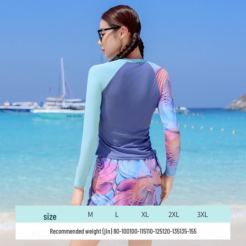 Xtep Women's Long-Sleeved Split Print Swimsuit