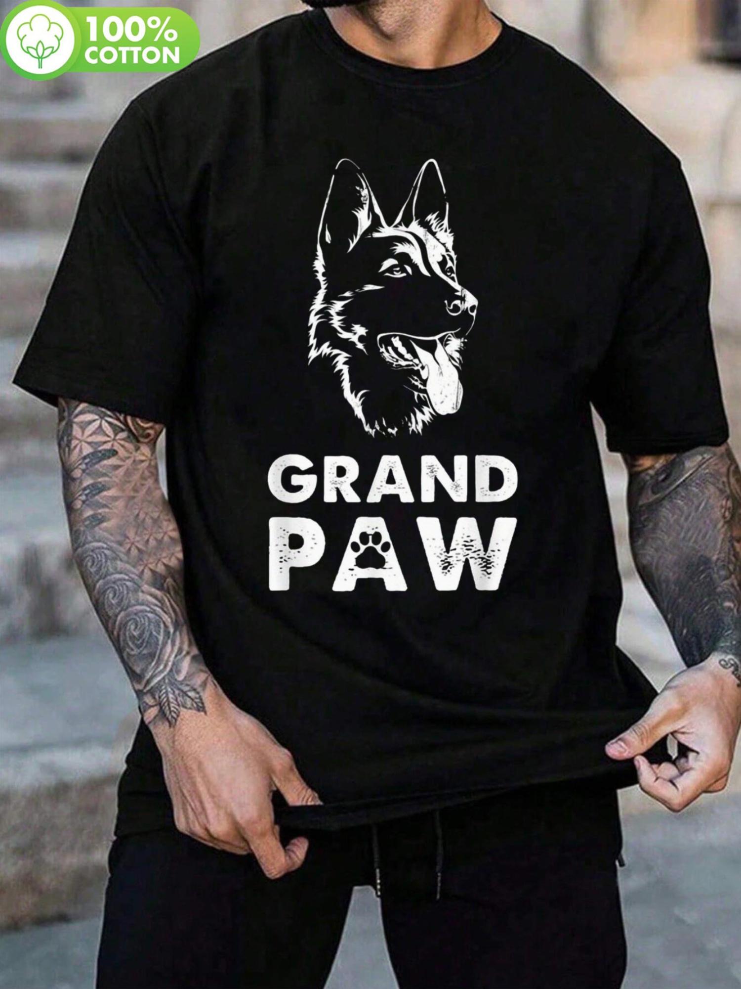 Grandpa German Shepherd Tshirt - Black Cotton Crew Neck T... S