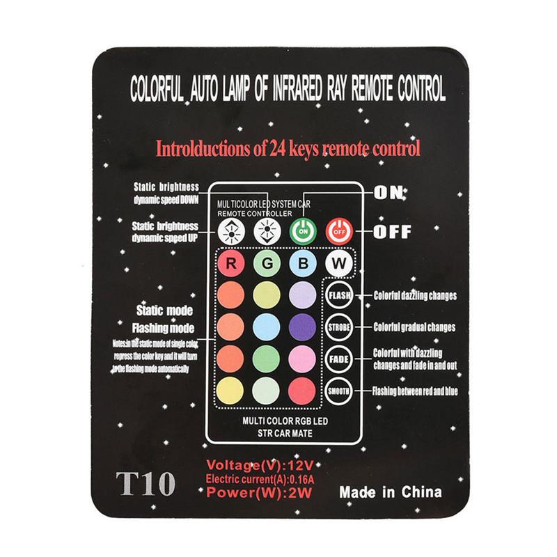 4PCS Car Signal Atmosphere Bulb T10 5050 6SMD Waterproof W5W Remote Controller RGB 194 168 Dome Light Silicone Wedge Side DC 12V