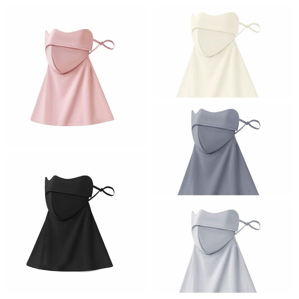 Solid Color Sunscreen Face Cover Face Protection Dustproof Ice Silk Mask Neck Gaiter Neck Wrap Cover UV Protection Veil Outdoor