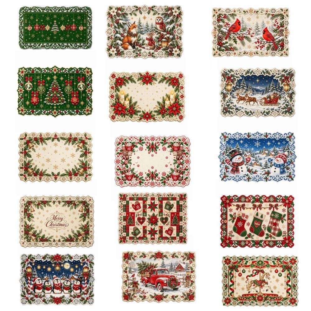 Snowman Elk Xmas Table Mat Coaster Square Dining Mat Christmas Table Placemat Winter Season