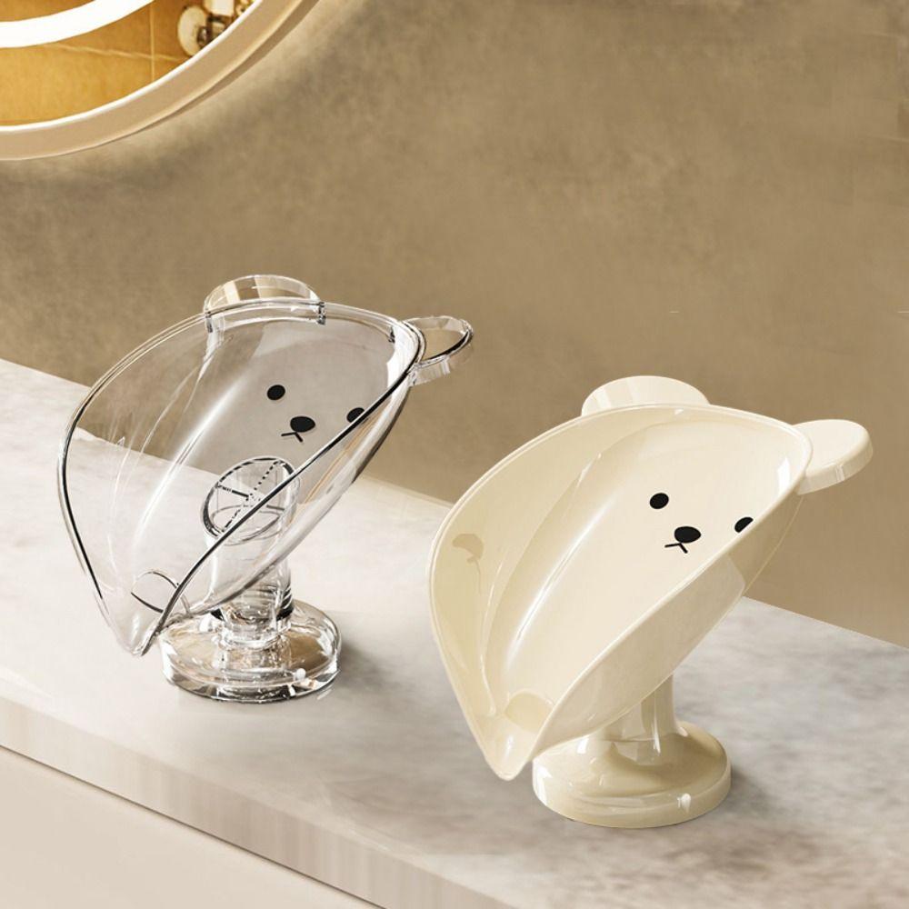 Fashion Suction Cup Soap Box Organizer PET Soap Dish Soap Storage Rack Bathroom Accessories