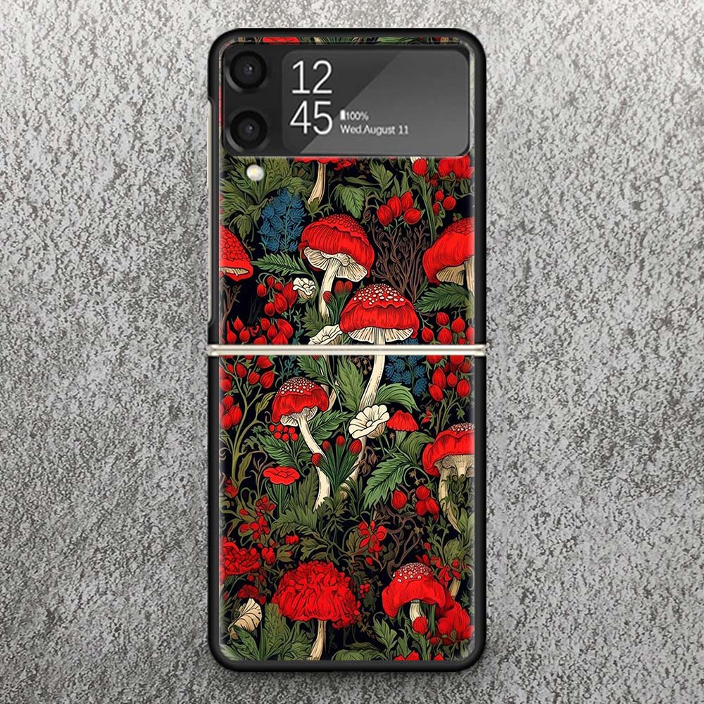 Colorful Mushroom Print Case For Samsung Galaxy Z Flip 3 4 5 6 7 5G Phone Shell Flip7 Flip6 Flip5 Flip4 Flip3 Pattern Cover For Samsung Z Flip