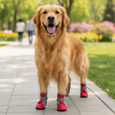 4pcs/set Warm Dog Cotton Shoes Reflection Wear-Resistant Anti-Slip Dog Shoes Anti-Scratch Thickened Dog Paw Protector