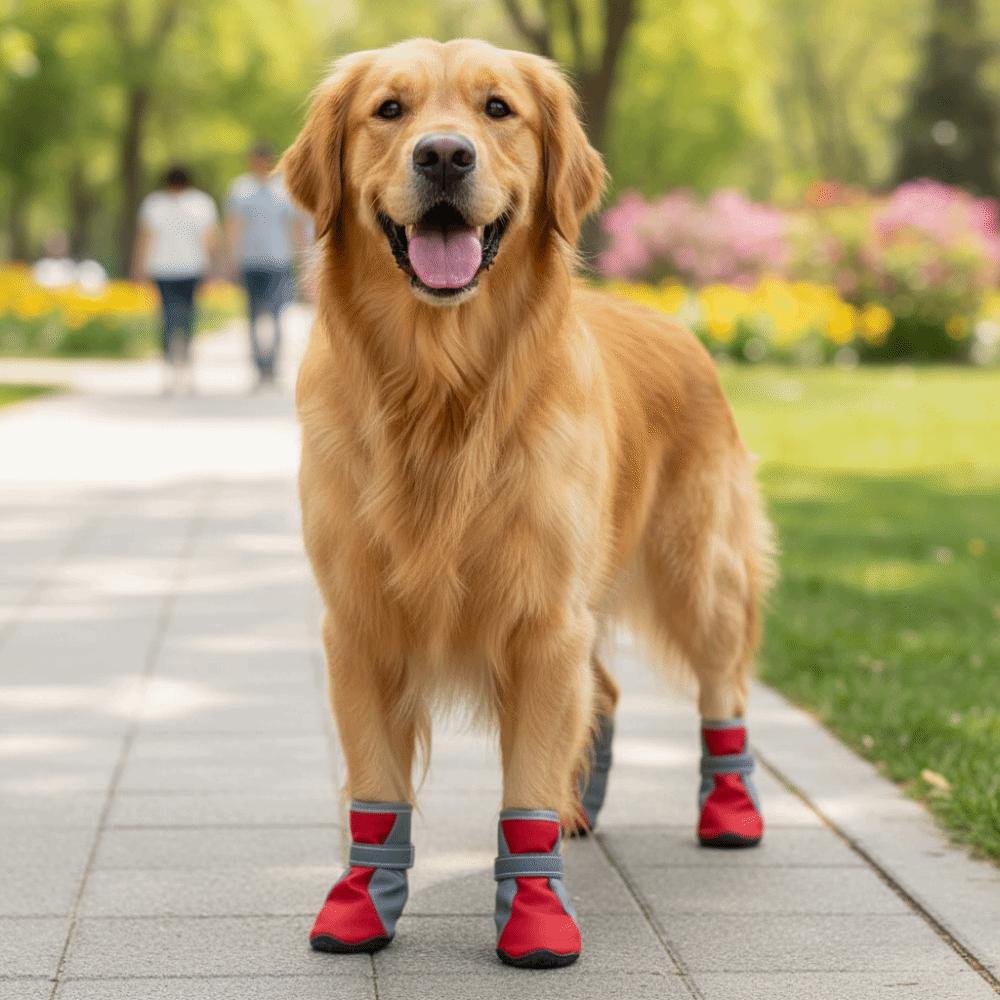 4pcs/set Warm Dog Cotton Shoes Thickened Reflection Anti-Slip Dog Shoes Anti-Scratch Comfortable Dog Paw Protector