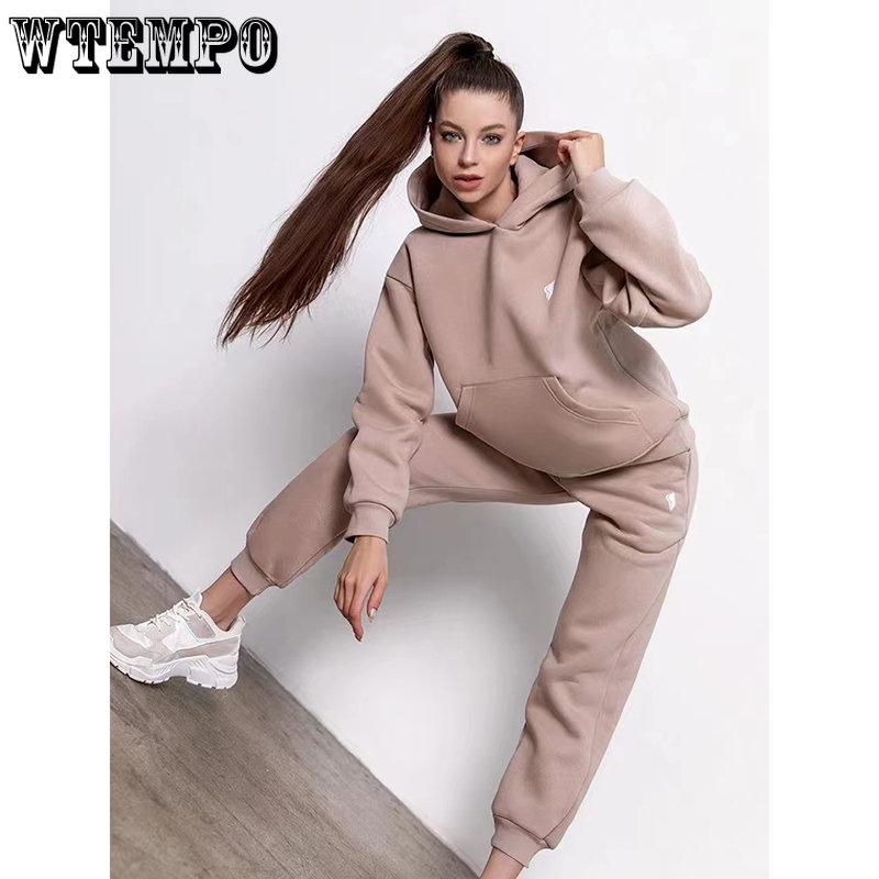 Frauen Trainingsanzug Casual Druck Langarm Hoodie Sport Anzüge Herbst Weibliche Sweatshirts Jooger Hosen Warme Zwei Stück Set