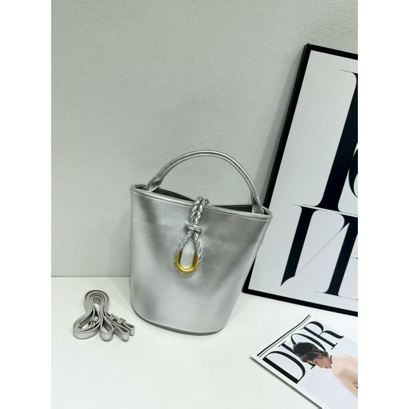 Soft Vegan Leather Bucket Bag Women Casual Crossbody Tote With Woven Detail Medium Size Multiple Colors