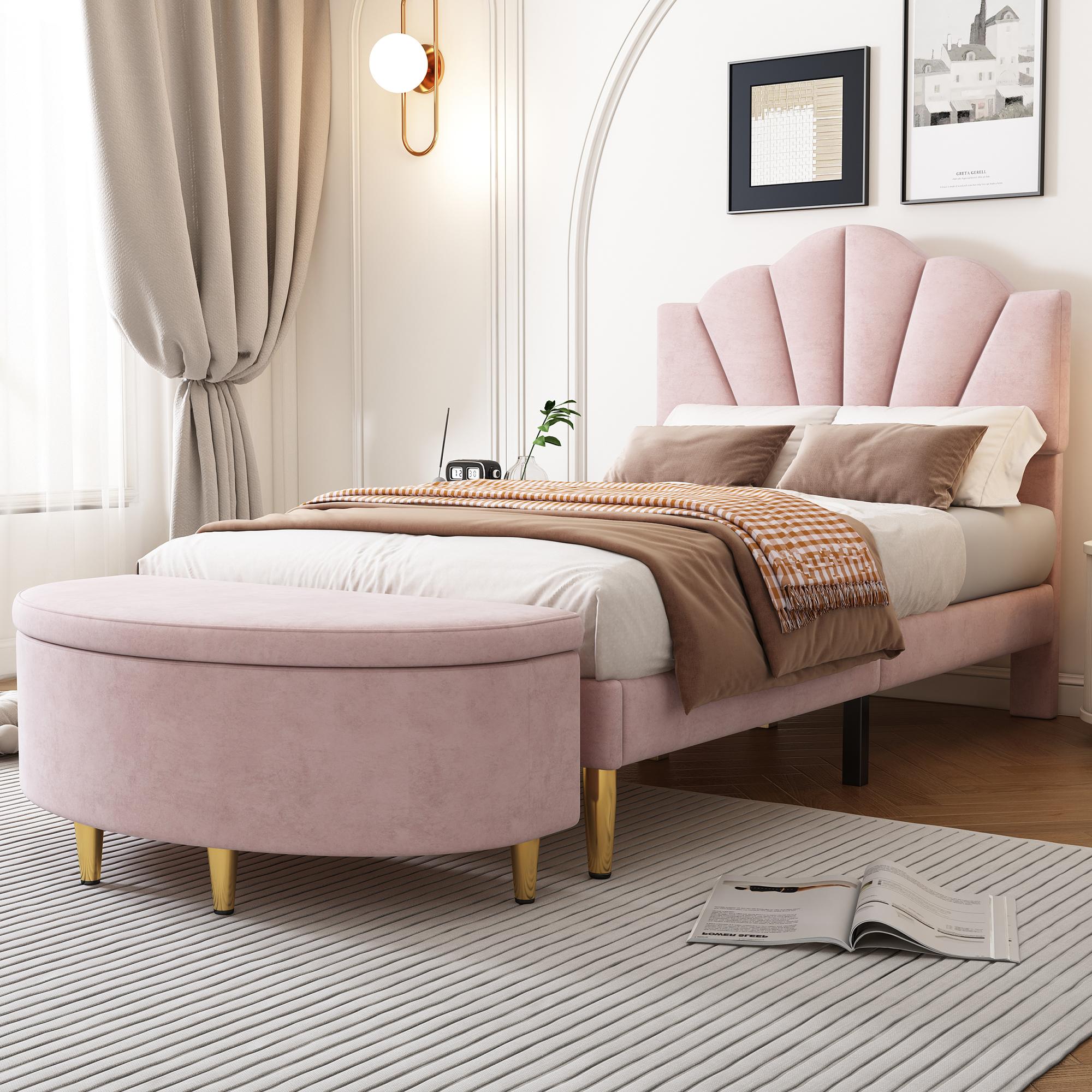 Velvet, Shell-Shaped Upholstered Bed 90*200 cm
