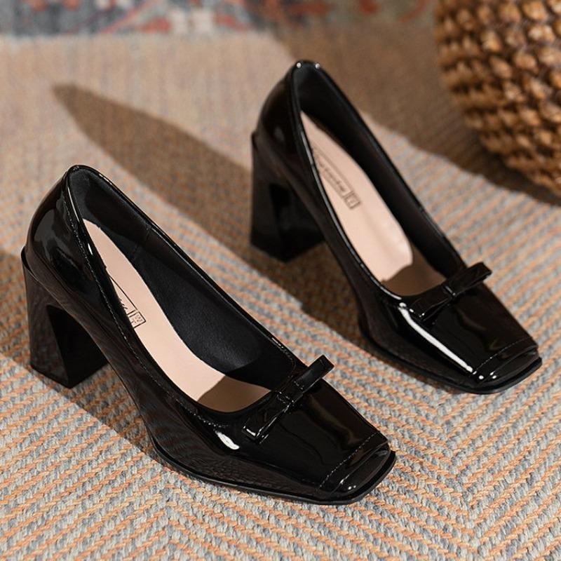 Spring Fashion New Style Square Toe Pumps Elegant Shallow Mouth High Heels Square Toe Color Matching Comfortable Women's Shoes