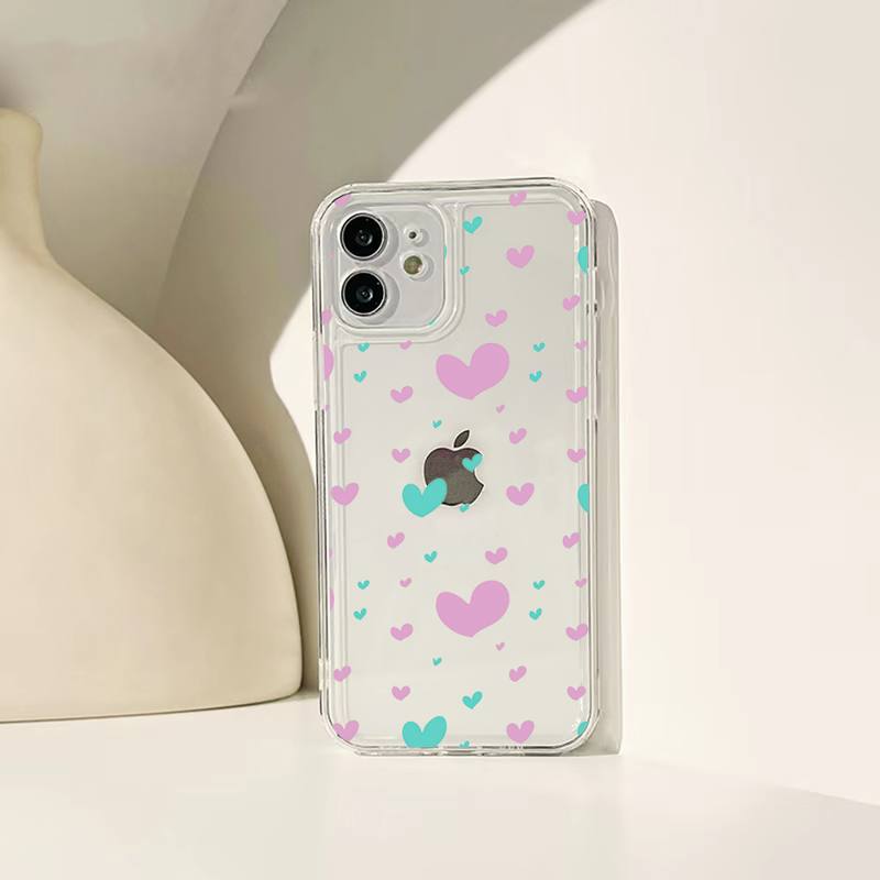 Loving Heart Ripple Phone Case For Iphone 11 12 13 14 Pro Max 7 8 Plus X Xr Xs Max Se 2020 Mini Transparent Case