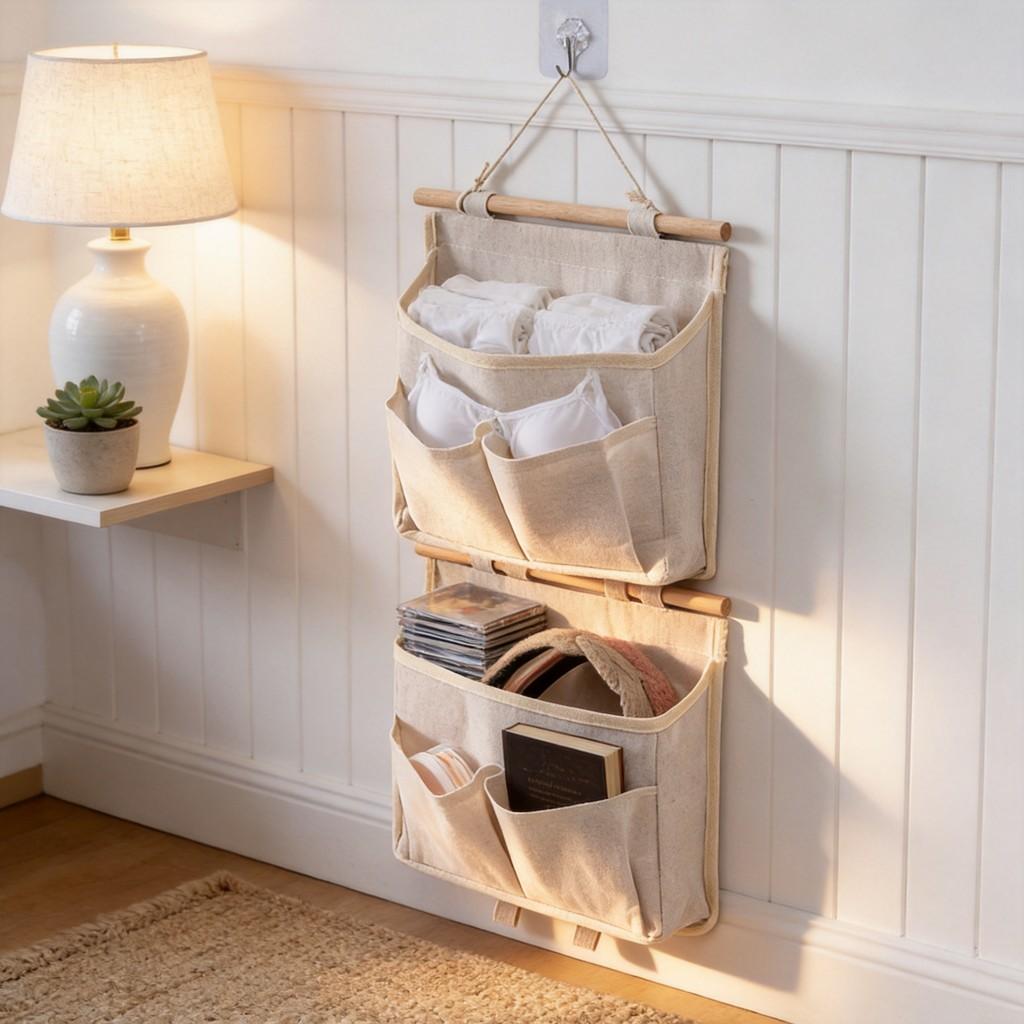 Wall Mount Storage Bag For Bedroom Organizer With Large Capacity For Dorm Room And Closet Use