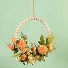 Artificial Flower Wood Beads Wreath Spring Wreath Decoration for Front Door Farmhouses Wedding Thanksgiving Decoration