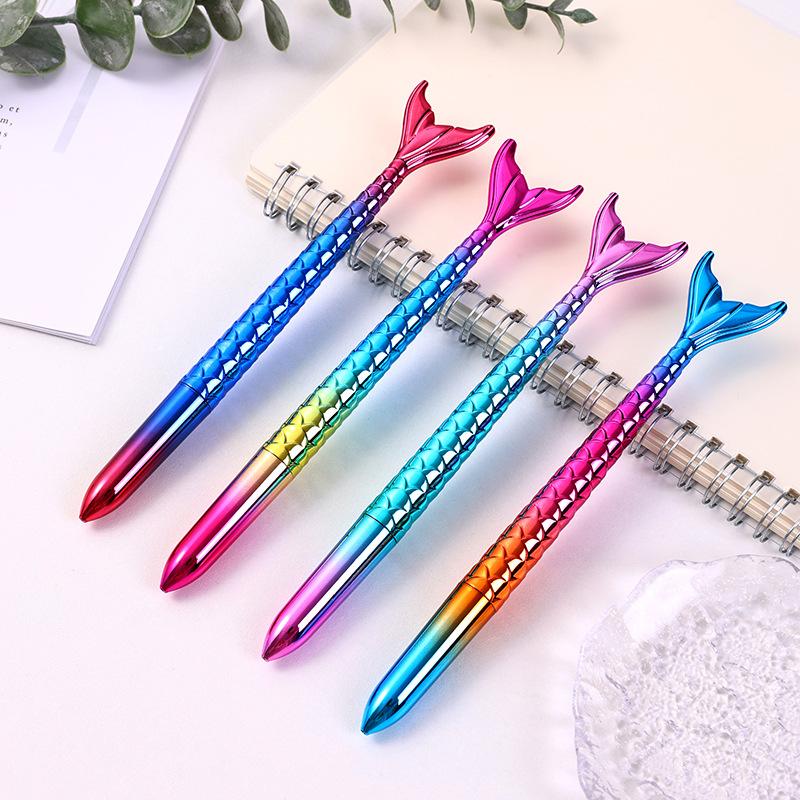 1/4 PCS Creative Blue Ballpoint Pen Mermaid Tail Neutral Pen Colorful Gift Pen