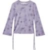 VERO MODA Women's Butterfly Print Drawstring Long Sleeve Mesh Top